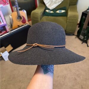 rag & bone Charcoal Floppy “Dunaway” Hat with Tan Band